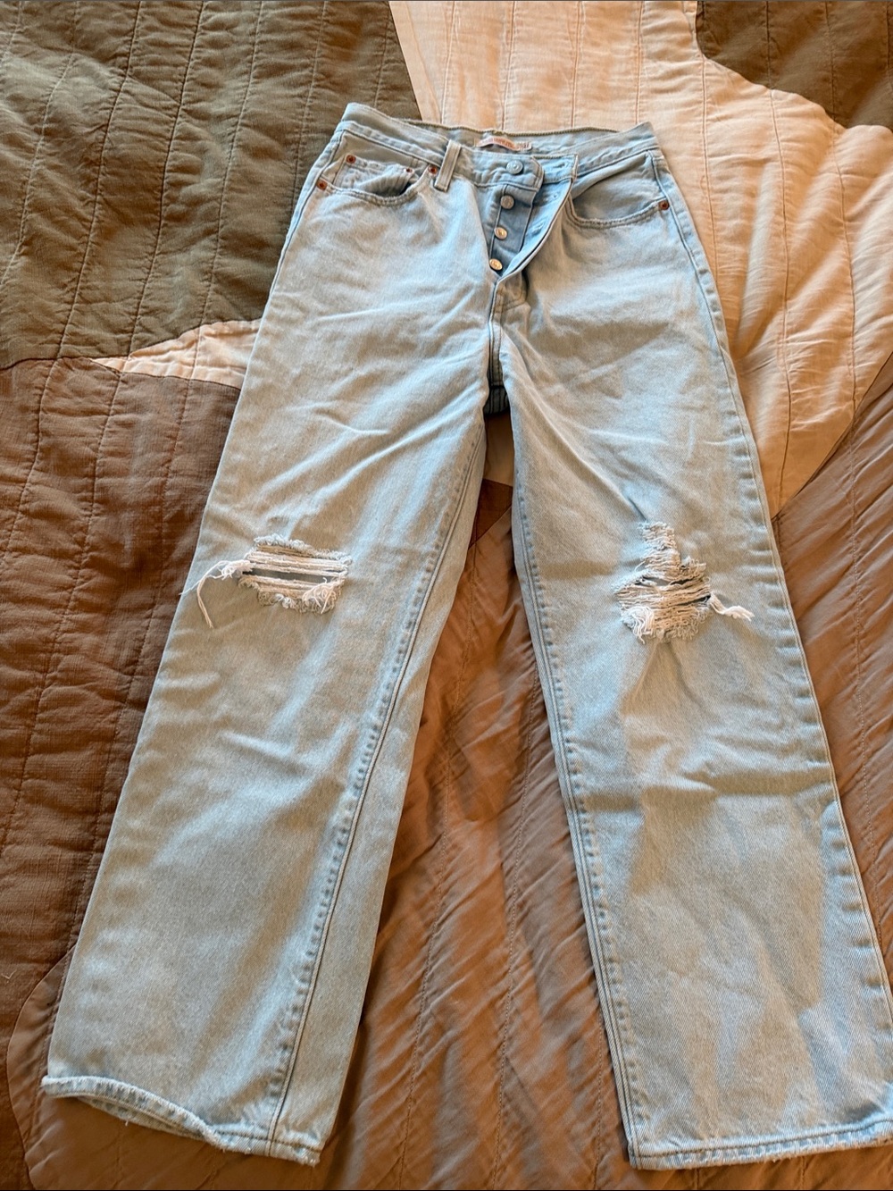 Levi's Light Blue Ribcage Straight Ankle Jeans